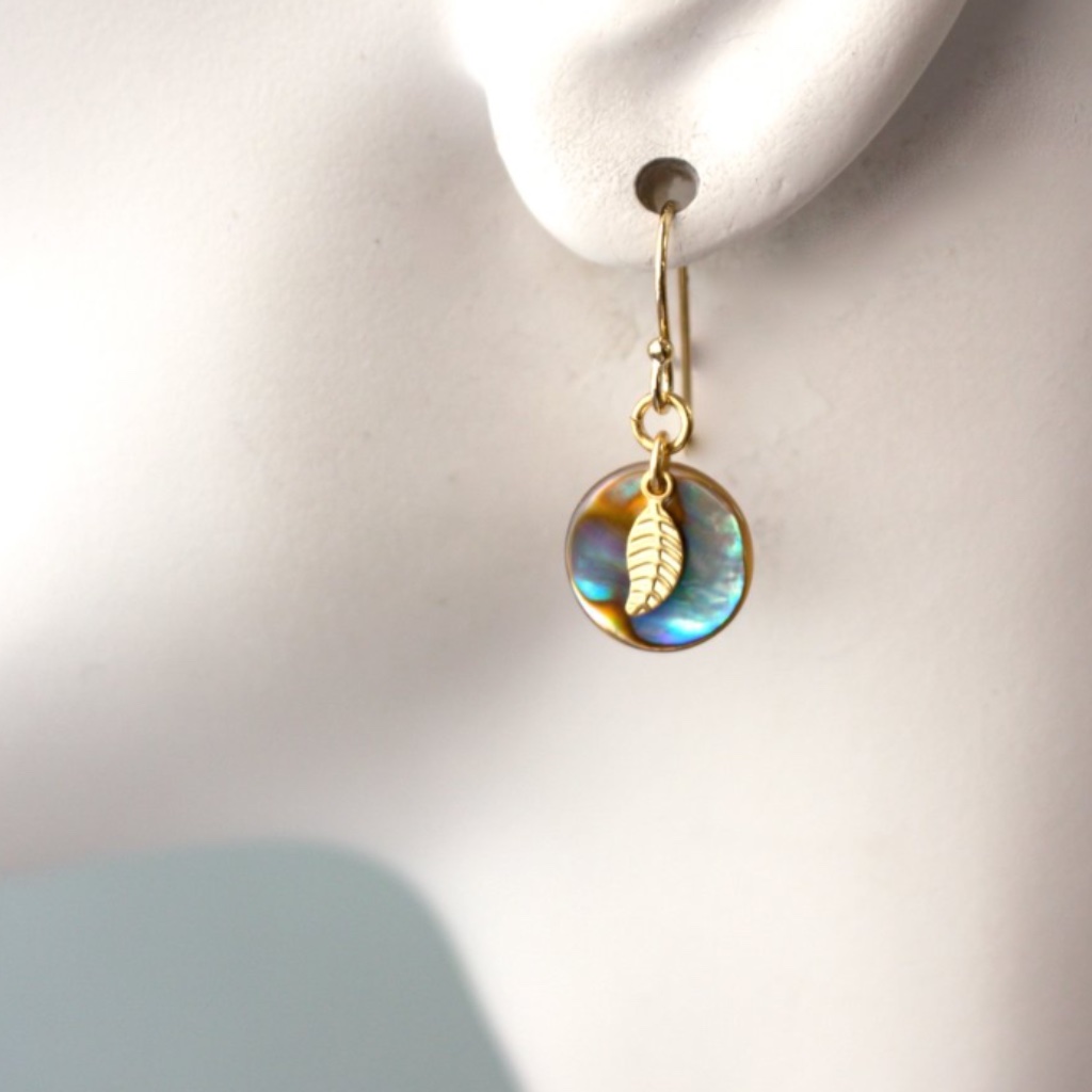 Leaf Disc Drop Earring